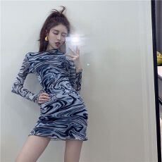 批发jennie金智妮同款<b class='q'>连衣裙</b>女春秋性感<b class='q'>豹纹</b>紧身包臀修身显瘦收腰短裙