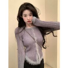 批发韩系纯欲圆领针织衫女装2025年新款秋冬季开衫单排扣<b class='q'>外套</b><b class='q'>长袖</b>上衣