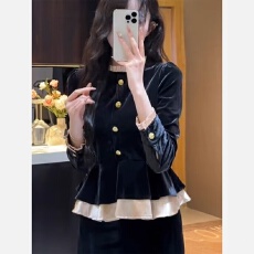 批发法式复古假两件长袖<b class='q'>衬衫</b><b class='q'>外套</b>秋装女2025新款宽松显瘦金丝绒上衣