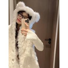批发2025秋冬季新款羊羔毛马甲女小熊连帽坎肩小个子<b class='q'>甜美</b>可爱外套背心