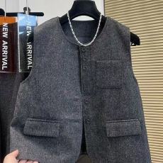 批发宽松无袖马甲半松紧腰慵懒阔腿裤两件套秋今年流行毛呢时尚套装女