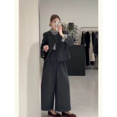 批发小香名媛风休闲西装套装女小个子短款西服外套高腰阔腿裤两件套秋