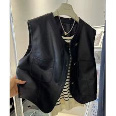 批发韩系穿搭复古短款PU皮马夹外套女<b class='q'>秋装</b>机车服无袖坎肩背心马甲皮衣
