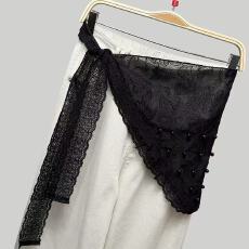 批发韩系叠穿黑色蕾丝屁帘不规则蕾丝花边三角巾<b class='q'>连衣</b>裙短<b class='q'>裙裤</b>子裙帘