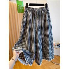 批发大码300斤日系复古风格子休闲<b class='q'>裤</b>女夏季胖MM<b class='q'>宽松</b>减龄百搭阔腿<b class='q'>裤</b>裙