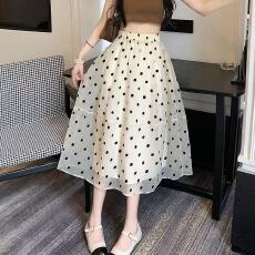 批发半身裙女夏季带口袋薄款长裙2026新款欧根纱波点裙流行爆款半裙