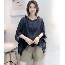 批发欧洲站夏女装2026新款欧货潮蝙蝠衬衫<b class='q'>韩版</b>宽松上衣ins百搭短袖T恤