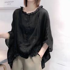 批发欧洲站夏女装2026新款欧货潮蝙蝠衬衫<b class='q'>韩版</b>宽松上衣ins百搭短袖T恤