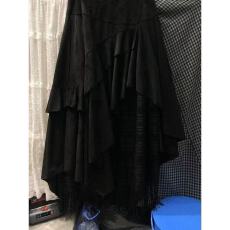 批发蕾丝拼接裙子女秋法式小众不规则半身裙荷叶边高腰<b class='q'>百搭</b>A字中长裙