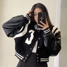 批发甜酷风棒球服女春秋季新款<b class='q'>韩版</b>ins潮宽松字母刺绣短款上衣小外套