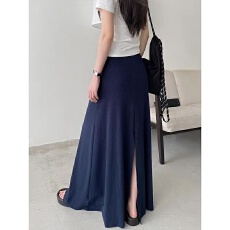 批发2025年新款氛围感纸片人<b class='q'>拖地</b>裙后开叉垂感松弛显瘦半身裙<b class='q'>长裙</b>夏季