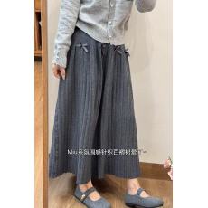 批发Miu系针织<b class='q'>百褶</b>裙蝴蝶结拼接秋冬新款大码胖mm巨显瘦半身裙中长款