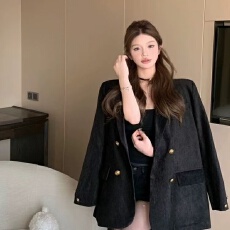 批发2025<b class='q'>春</b>秋新款美拉德高级感韩系咖色西服宽松中复古长款西装外套