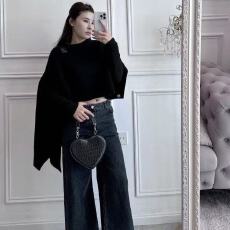 不规则高领麻花披肩毛衣女早秋新穿搭独特绝美慵懒风宽松针织上衣