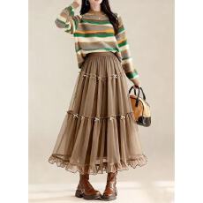 批发超仙蝴蝶结a字仙女网纱半身裙2026文艺拼接<b class='q'>百搭</b>大摆松紧纱裙