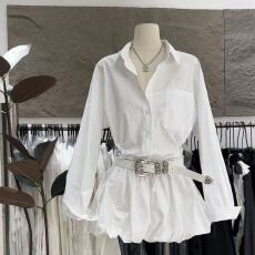 批发法式高级感白色衬衫<b class='q'>连衣裙</b>女2026早春新款韩系气质收腰显瘦短裙子