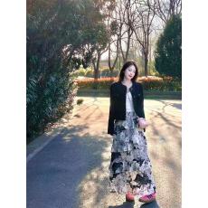 批发新中式国风不规则水墨画蛋糕<b class='q'>半身</b>裙女夏季气质显瘦百搭荷叶边<b class='q'>长裙</b>