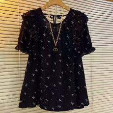 批发蝴蝶结印花泡泡短袖<b class='q'>衬衫</b>女<b class='q'>夏季</b>2026新款宽松显瘦上衣韩系甜美小衫