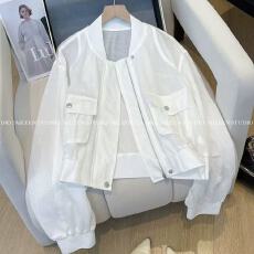 批发白色薄款短外套女2026春装新款韩版东大门设计感百搭防晒夹克上衣