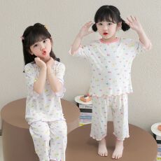 批发女童睡衣<b class='q'>夏</b>装薄款冰丝卡通<b class='q'>套装</b>家居服<b class='q'>宝宝</b>中大童短袖空调服两件套