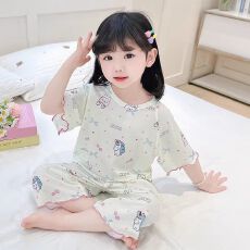 批发女童<b class='q'>夏</b>季睡衣薄款新款<b class='q'>宝宝</b>两件套冰丝短袖短裤家居服儿童<b class='q'>套装</b>空调