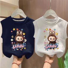 批发儿童拉布布背心<b class='q'>夏</b>季无袖T恤上衣男女宝宝2025外穿纯棉中大童童装t