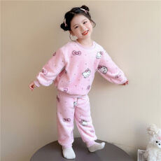 批发2025新款秋冬<b class='q'>女</b><b class='q'>童</b>粉色卡通可爱保暖家居服儿童<b class='q'>睡衣</b>春秋中大童