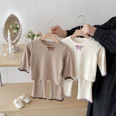 批发女<b class='q'>宝宝</b>套装2025秋季洋气婴儿打底家居服分体<b class='q'>打底衫</b>儿童裤两件套