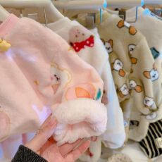 批发加绒新款法兰绒秋冬<b class='q'>女</b><b class='q'>童</b>儿童珊瑚家居服<b class='q'>睡衣</b>宝宝套装保暖卡通加厚