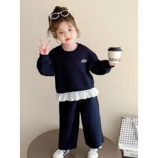 批发女童套装洋气2025卫衣<b class='q'>春</b>秋秋季时髦花边新款儿童秋装两件套公主风
