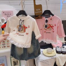 批发女童卡通风春秋款儿童T恤洋气百搭圆领小熊蝴蝶结<b class='q'>宝宝</b><b class='q'>打底衫</b>长袖