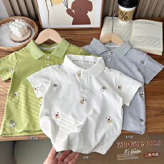 男童短袖T恤韩版宽松珠地棉宝宝薄款polo衫夏季中童装翻领上衣潮