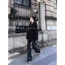 批发2025秋新款时尚套装女腰系带<b class='q'>中长款</b>上衣高级感西服<b class='q'>外套</b>