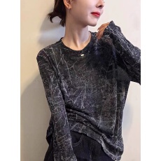 批发金属贴标印染面膜T恤女<b class='q'>欧洲站</b>2025早秋<b class='q'>新款</b>欧货女装洋气打底衫潮