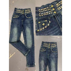 批发女装2025新款<b class='q'>牛仔裤</b>女秋高腰阔腿裤女流星<b class='q'>烫钻</b>蝴蝶结百搭长裤MKMZ