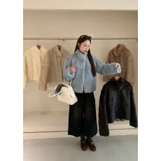批发新款进口獭兔毛韩系美拉德<b class='q'>皮草</b>外套女长袖<b class='q'>海宁</b>高品质女装立领加厚