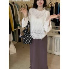 批发四季青小众女装2025秋冬韩系淑女蕾丝<b class='q'>泡泡袖</b>小衫气质百搭打底衫