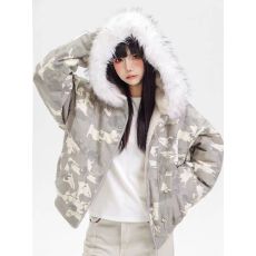 批发漂亮炮灰 美式迷彩国潮座山雕加绒加厚<b class='q'>男</b>女情侣宽松<b class='q'>外套</b>