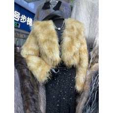 批发麻头MATOU 时尚百搭毛茸茸环保皮草外套女冬蓬松软糯长毛开衫外套