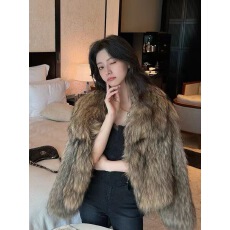 批发CLL貉子毛双面加密编织皮草外套女短款 2025新款翻领显瘦年轻款冬