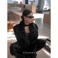 批发2025<b class='q'>秋</b>冬新款高级环保毛皮毛一体长袖皮草名媛气质保暖短款外套女