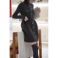 批发2025秋冬新款高级感小香风气质<b class='q'>连衣裙</b>+羊毛针织内搭套装两件套女