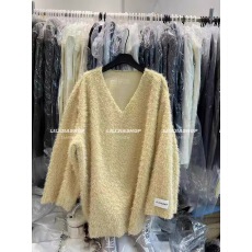 批发韩国东大门2025秋<b class='q'>冬</b>新款软糯甜美V领仿貂毛针织毛衣女保暖上衣潮