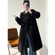 批发真羊羔毛大衣女士毛毛外套冬季2024新款厚中长款高端皮毛一体皮草