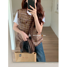 批发法式高级感流苏小香风马甲外套女秋新款<b class='q'>百搭</b>编织气质坎肩马夹上衣