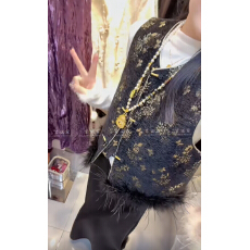 批发国风夹棉马甲女鸵鸟毛提花上衣2025秋季<b class='q'>新款</b>新中式圆领<b class='q'>背心</b>棉马夹