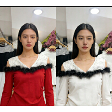 批发纯欲气质V领露肩<b class='q'>长袖</b><b class='q'>T</b><b class='q'>恤</b>女秋冬新款修身显瘦穿搭高级感超好看上衣