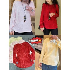 批发诺诺26年早春高级感重磅财神爷刺绣小衫