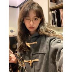 批发美拉德牛角新款呢子大衣灰色长款小个子大衣2025<b class='q'>春秋</b>韩系毛呢外套