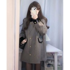 批发<b class='q'>外贸</b>新款法式小众设计感宽松显瘦毛呢外套秋冬新款气质呢子大衣<b class='q'>女</b>